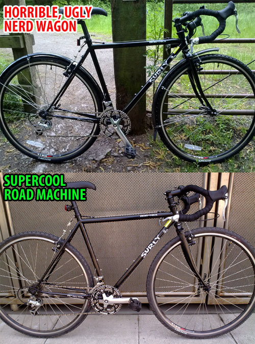 Comparison between cool bike and horrible bike